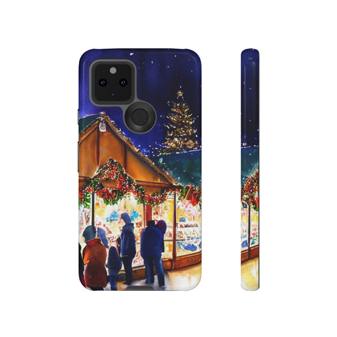 Shopping at the Christmas Market - Impact Resistant Phone Case Google Pixel 5 5G Glossy